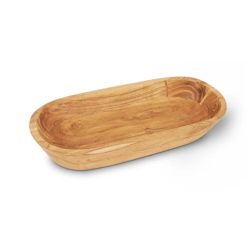 Handmade Acacia Wood Dough Bowl – Decorative & Functional for Home, Kitchen, or Bath. Perfect for Keys, Cosmetics & Boho Decor
