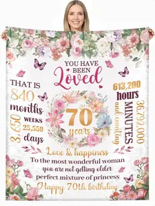 70th Birthday Gifts for Women Blanket 50" x 60", 70th Birthday Decorations Women, Happy 70th Birthday Gift Ideas, Gifts for 70 Year Old Women 1953, Gifts for Woman Turning 70 Throw Blanket