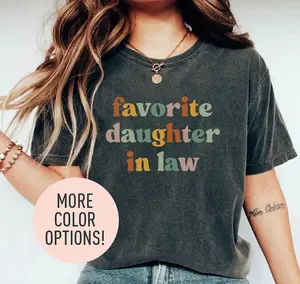 GENERIC Women's Cotton Fabric Short-Sleeve Solid Printed Round Neck T-Shirt - Favorite Daughter-in-Law Gift from Mother-in-Law for Wedding or Birthday, Cute Summer Fit