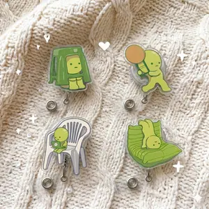 Smiskii Lifestyle Series Acrylic Badge Reel Durable Retractable ID Name Tag Clip For Hospital Staff Nursing Student Professional Gear, Kawaii Acrylic Nurse Name Tag Clip, Gift For Her/Him