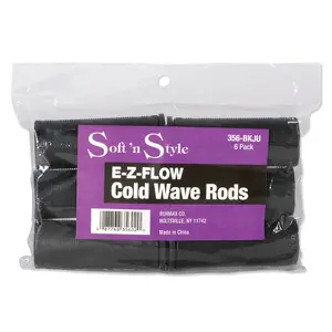 Black Jumbo Perm Rods Hair Rollers, Haircare Curlers with Rubber Grip, Textured Loose Waves Styling Tool for Personal Care