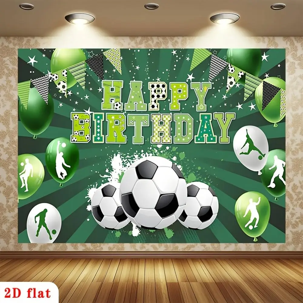 1PC Polyester 2D Flat Soccer Theme Square Balloon Backdrop - Reusable Party Decor Banner, Children's Birthday Photo Shooting Home Supply