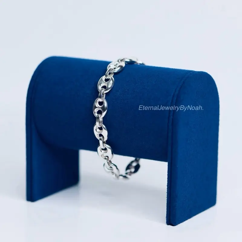 SILVER 950 - Puffed Mariner chain Bracelet 10mm