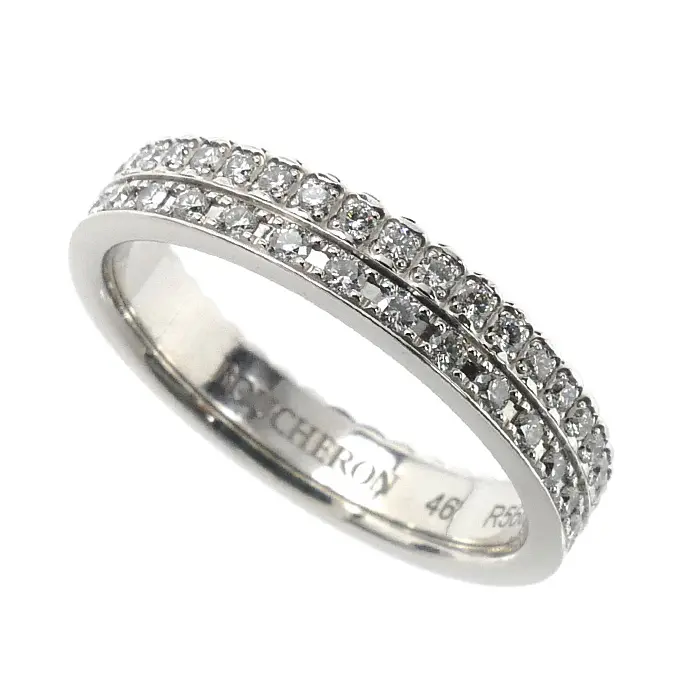 Boucheron Quatre Radiant Half Pave Au750 White Gold Diamond Ring Size 6