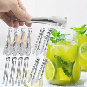 12pcs Mini Small Tiny Tongs Stainless Steel Small Tongs for Serving Food Durable Kitchen Metal Tongs for Ice Salad Toaster Desserts Appetizers and Charcuterie Board Kitchen Accessories