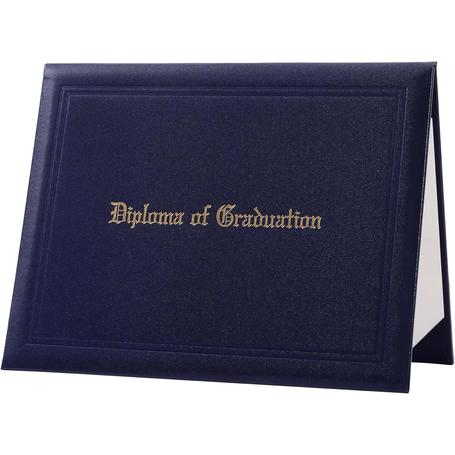 Diploma Cover Diploma Holder Hot Stamping Frame Graduation Padded Certificate Holders Imprinted Certificate Covers Smooth Leather for High School 8.5''x 11'' (Navy Blue)