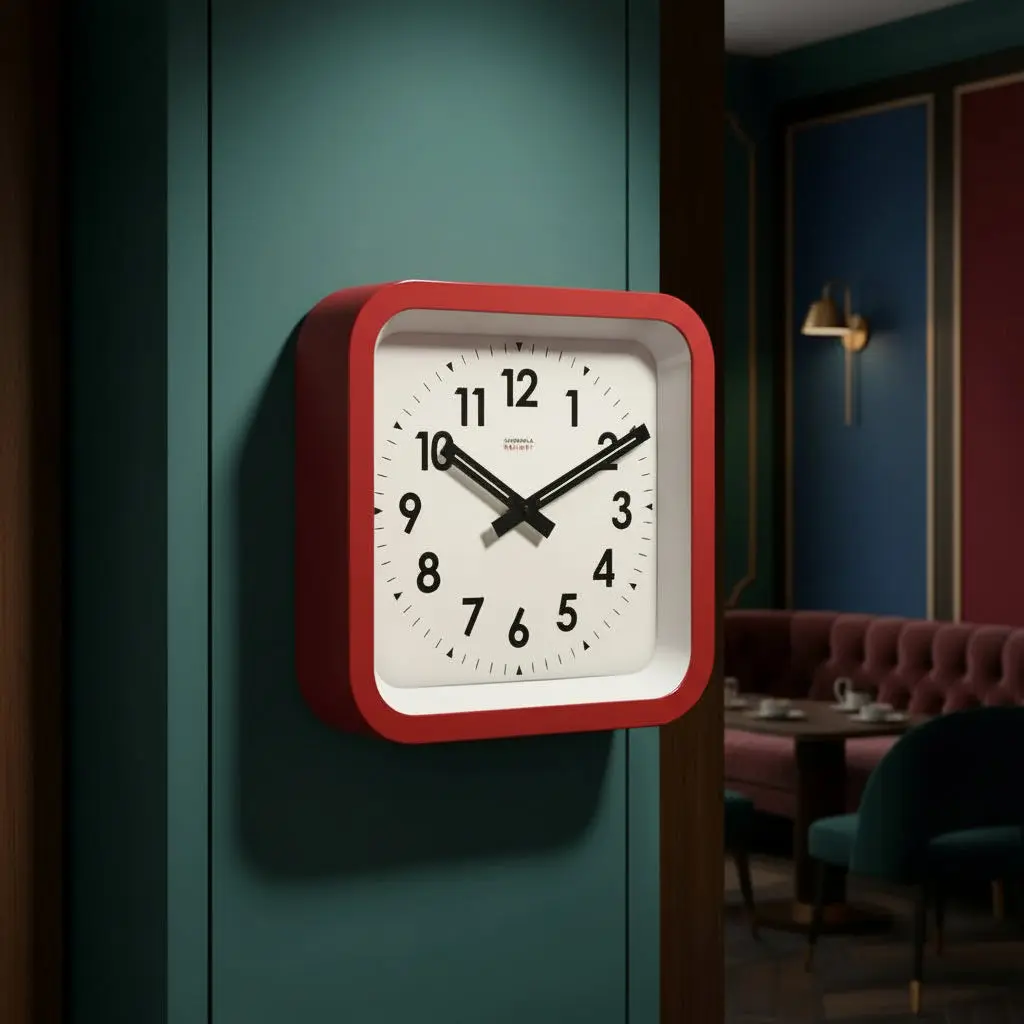 Square Clock Red