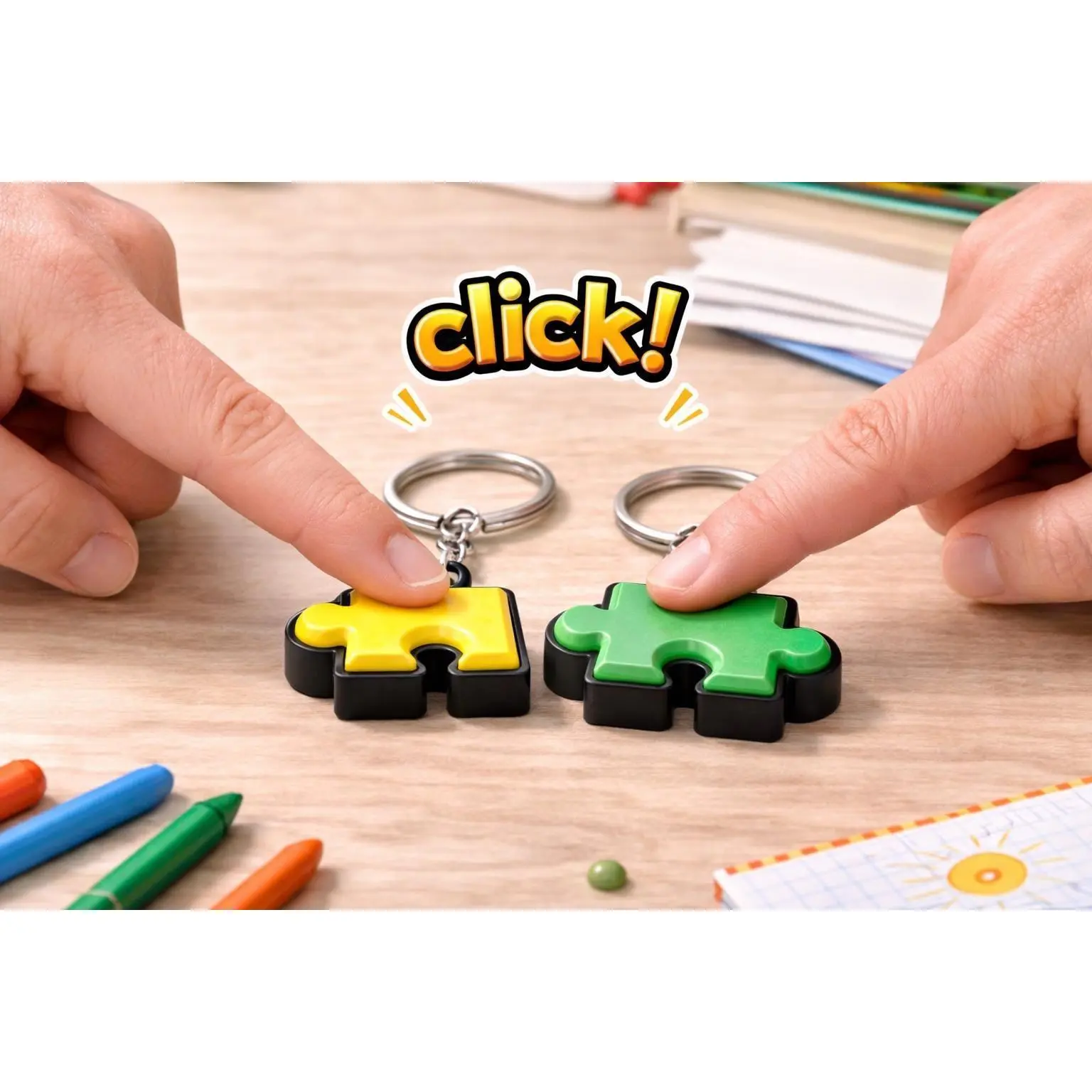2-Pack Click Puzzle Piece Fidgets - Interactive Desk Fidget Toy for Home, Kitchen Relaxation