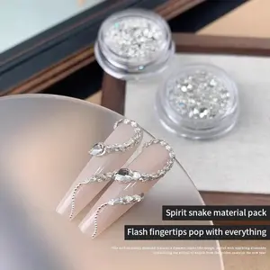 Crystals Flat Back Snake Nail Charms 1PC | Silver Rhinestone Nail Decorations