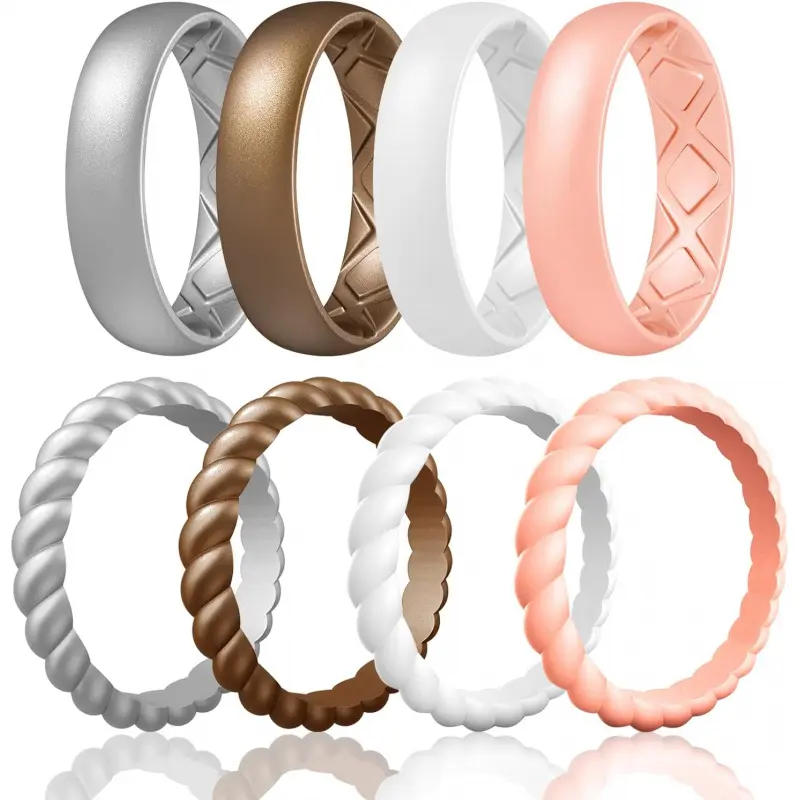 Women's Bridal Rings Sets, Inner Arc Ergonomic Breathable Design Silicone Rubber Wedding Bands Women's Bridal Rings Sets, Inner Arc Ergonomic Breathable Design Silicone Rubber Wedding Bands