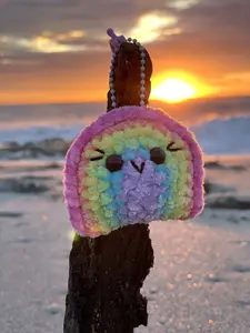 Handmade Crochet Mini Plushy Rainbow Keychain