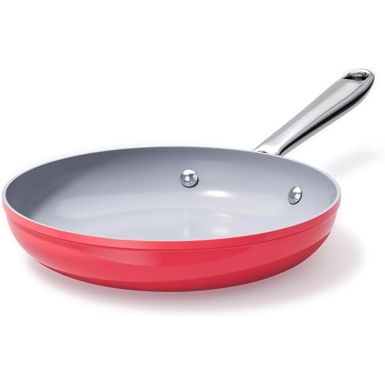 Nonstick Ceramic Frying Pan 8 Inch for Induction Cooktop - Non , PTFE/PFOA/ Free, Oven & Dishwasher Safe up to 500?F - Non Stick Egg Skillet with Stay-Cool Handle - Fusion Red