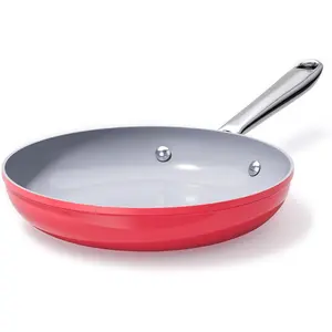 Nonstick Ceramic Frying Pan 8 Inch for Induction Cooktop - Non , PTFE/PFOA/ Free, Oven & Dishwasher Safe up to 500?F - Non Stick Egg Skillet with Stay-Cool Handle - Fusion Red