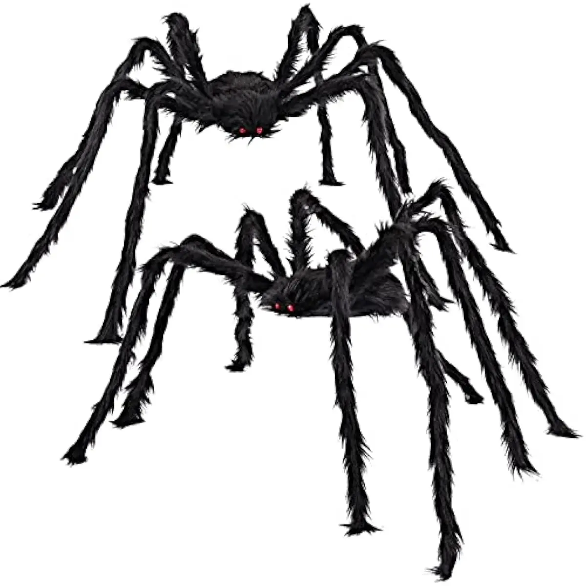 2 Pack 5 Ft Halloween Outdoor Decorations Hairy Black Spider, Scary Giant Spider, Fake Large Haunted House Props, Halloween Yard Lawn Decorations Party Indoor Decor