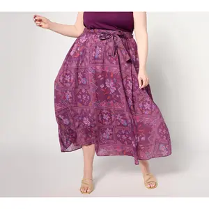 QVC BEAUTIFUL by Lawrence Zarian Women's Regular-Fit Printed Faux Wrap Midi Skirt