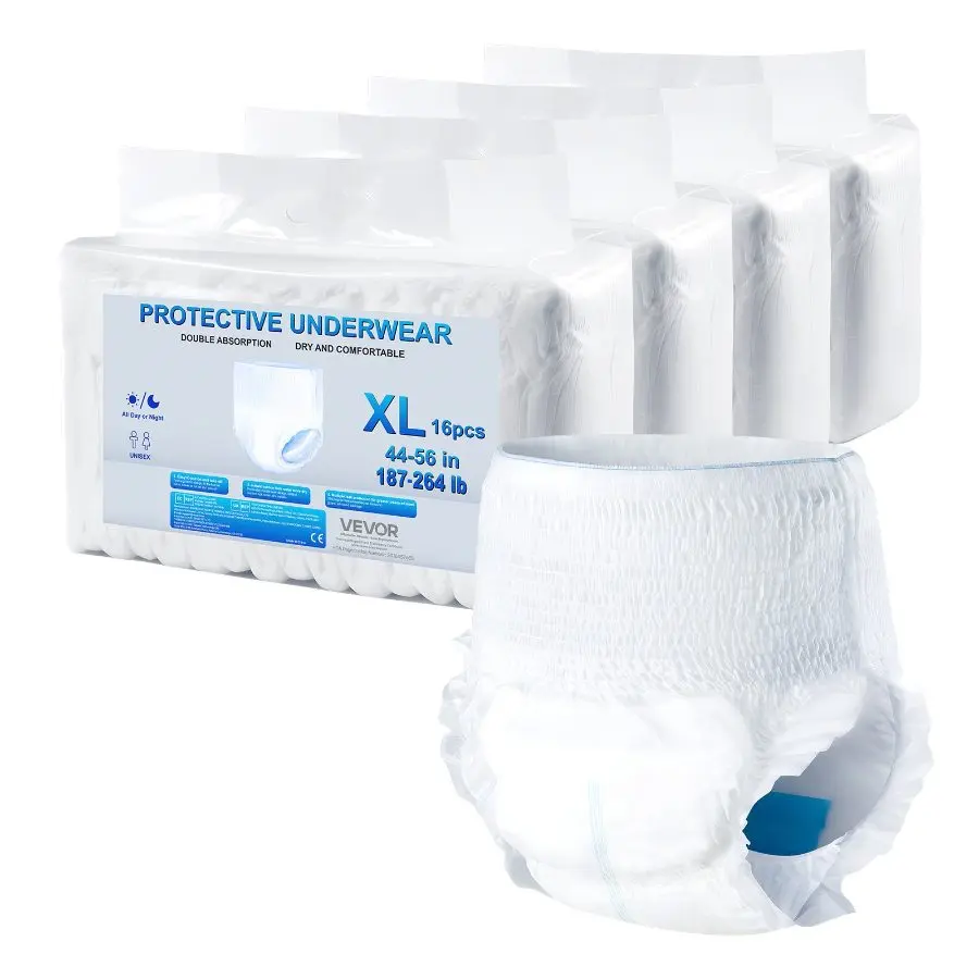 【Summerfinds】 VEVOR Adult Incontinence Underwear, High Absorbent Protective Underwear for Men Women, Disposable Adult Pull-ups Diaper with Leakproof Leg Cuff Wetness Indicator - XL Size, 64 Count (4 Pack of 16), Leakproof Cuffdealsforyoudays