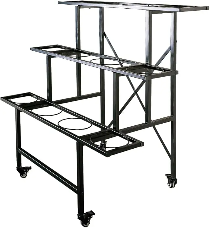 Zhongma 35.43” x 22.44” x 34.65” 3-Tier Black Carbon Steel Flower Display Stand