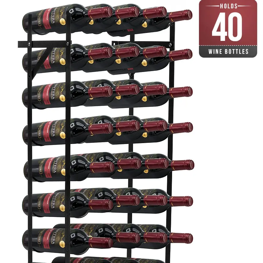 Sorbus 10-Tier Freestanding Metal Wine Rack - 40-Bottle Functional Wine Bottles Storage, Dining Room Home Bar Decoration Display Rack Organizer