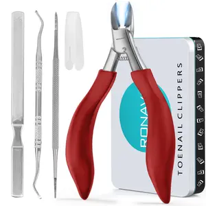 Ingrown Nail Expert Kit|Pointed-Tip Clippers&FREE Nail Files | Stubborn Thick/Fungal Nails Solution | Ergonomic Non-Slip Handle | Medical Steel | Best Gift for Parents (Black/Red) | RONAVO Manicure Cutics