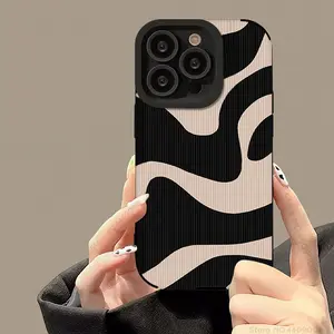 Fashion Zebra Stripe Black White Cases For iPhone 11 13 12 14 15 16 Pro Max Plus Phone Cases Shockproof Silicone Soft Back Cover Screen Protector Cellphone Protection Smartphone Casing Protective