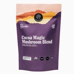 Raaka Cocoa Magic Mushroom Hot Chocolate Blend with Lion’s Mane, Reishi and Lucuma - Gourmet Adaptogenic Mushroom Hot Chocolate - Organic, Vegan, Low Sugar, Gluten Free, Kosher - 5 oz. Bag (8 Servings)