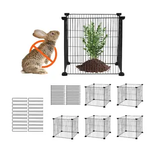 5-Pack Square Shape Outdoor Chicken Wire Plant Protectors, 15.35" x 15.35" Animal Guard Cages for Flowers & Vegetables, Keeps Bunnies & Squirrels Out, Includes 20pcs Metal Mesh