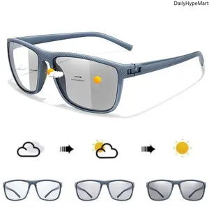 DailyHypeMart Polarized Photochromic Cycling Sunglasses for Women and Men, UV Protection Sports Shades with Adaptive Lens Technology for Outdoor Use
