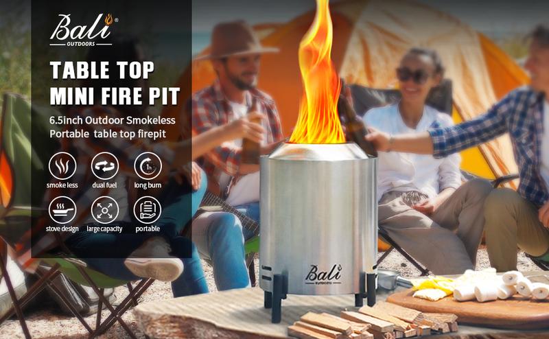 BALI OUTDOORS Smokeless Fire Pit, 6.5-Inch Turbo Flame Tabletop Fire Pit, Stainless Steel, Adjustable Flame, with Stand and Stove Rack, Carry Bag TikTokShopBlackFriday BALI OUTDOORS Smokeless Fire Pit, 6.5-Inch Turbo Flame Tabletop Fire Pit, Stainless Steel, Adjustable Flame, with Stand and Stove Rack, Carry Bag TikTokShopBlackFriday