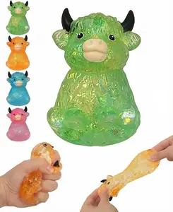 Highland Cow Squishy, Mini Cute Animal Squeeze Toy for Adults, Slow Rising Sensory Fidget Stress Ballfor Anxiety Relief, Easter Basket Stuffer Party Favor Gift for Cow Lovers