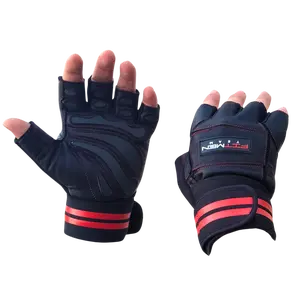 FITMENTEAM Fitness Gloves - 100% Genuine Leather with Foam Inner Lining & Rubberized Palm Grip for Enhanced Grip & Wrist Protection for Men