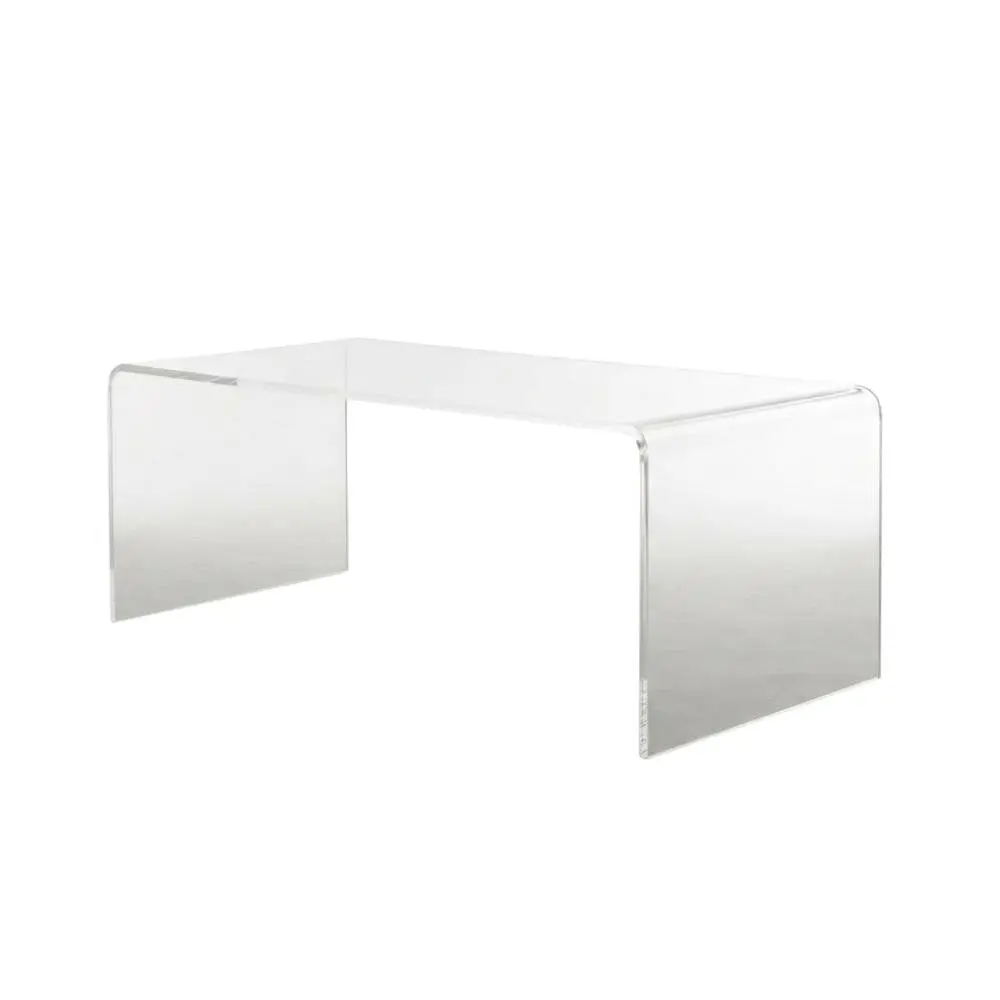 Clear acrylic coffee table with sleek design and lightweight build