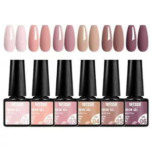 MTSSII 6pcs Nude Pink Popular Gel Nail Set, Semi-Permanent Gel Polish UV Gel All Seasons Holiday Gel Polish Semi Permanent Soak Off UV LED Nail Art Gel Kit, Manicure Gels