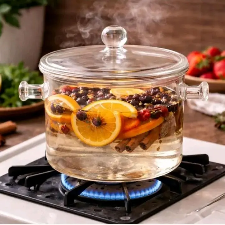 Clear Glass Stovetop Simmer Pot - Home Fragrance Accessory for Lavender Vanilla, Citrus Grove Scents & All Seasons Use