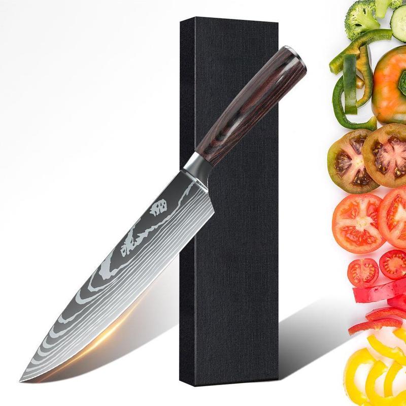 Kitchen Chef Knife - Japanese  Sharp Kitchen Knife 8 Inch Chef's Knives, Damascus Style Stainless Steel Pro Kitchen Knife, Sharp for slicing, Chef's Knife for kitchen Cooking Knife for Cutting Meat Knife Chef with Knife Cover, Unique Gift Box, Best Gift