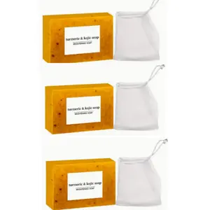 Turmeric Lemon Soap with Soap Bag, Face & Body Wash, Natural Exfoliating Soap Bar for All Skin Types, Christmas Gift