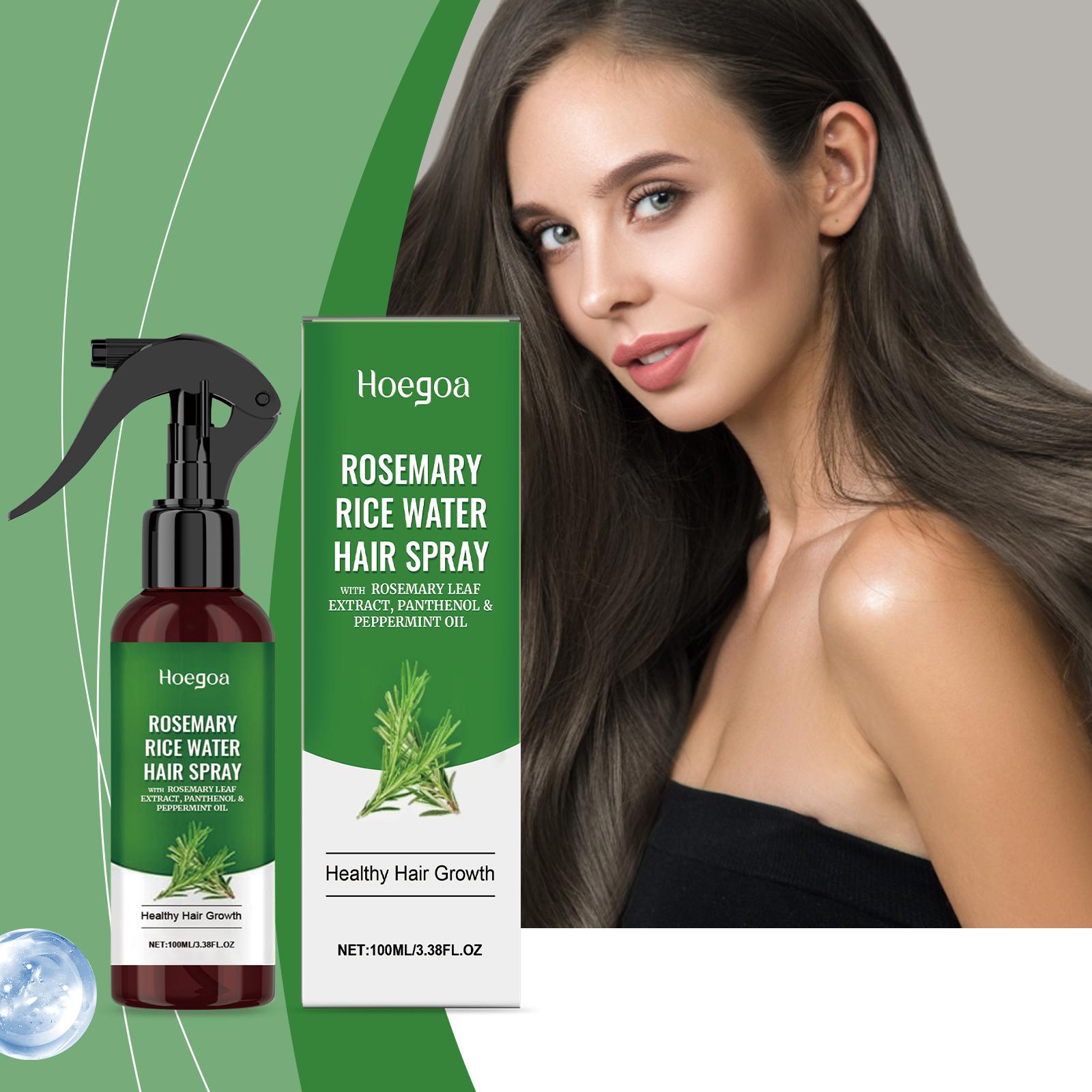 [Buy 2 Get 2 Free]Rosemary Rice Water Spray Liquid, 3.38 FL OZ, with Rosmarinus Leaf Extract & Mentha Piperita (Peppermint) Oil, Scalp Nourishment & Massage Haircare Fuzz Booster for All Hair Types