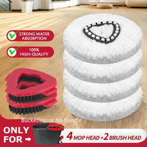 Kleoa ulop Mop Head & Scrub Brush Refill For O-Cedar EasyWring 1 Tank System Only. Bucket & Handle NOT Included. Perfect Suitable Cleaners Pack Cleaning