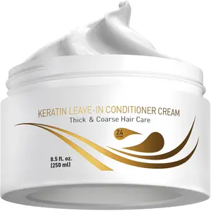 Vitamins Keratin Leave in Conditioner Hair Cream - Anti Frizz Conditioning for Curly Wavy or Straight Hair - Thick Coarse Dry Damaged Hair Treatment