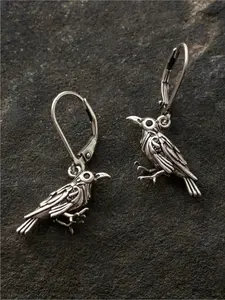 Vintage Boho Silvery Bird Earrings for Women Men Punk Gothic Halloween Earrings Mystical Jewelry Gifts Music Festival Daily Vacation Mother's Day, Anniversary Gift Punk Style Earrings