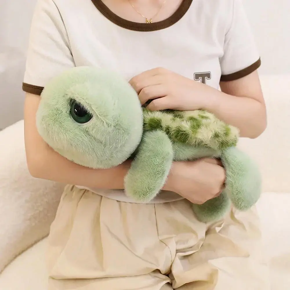 Unisex Big-Eye Developmental Tortoise Plush Toy - 22/28/40cm Pure Cotton Soft Stuffed Turtle Doll, Huggable Cushion for Home Decor, Birthday Christmas Gifts, Soft Fabric