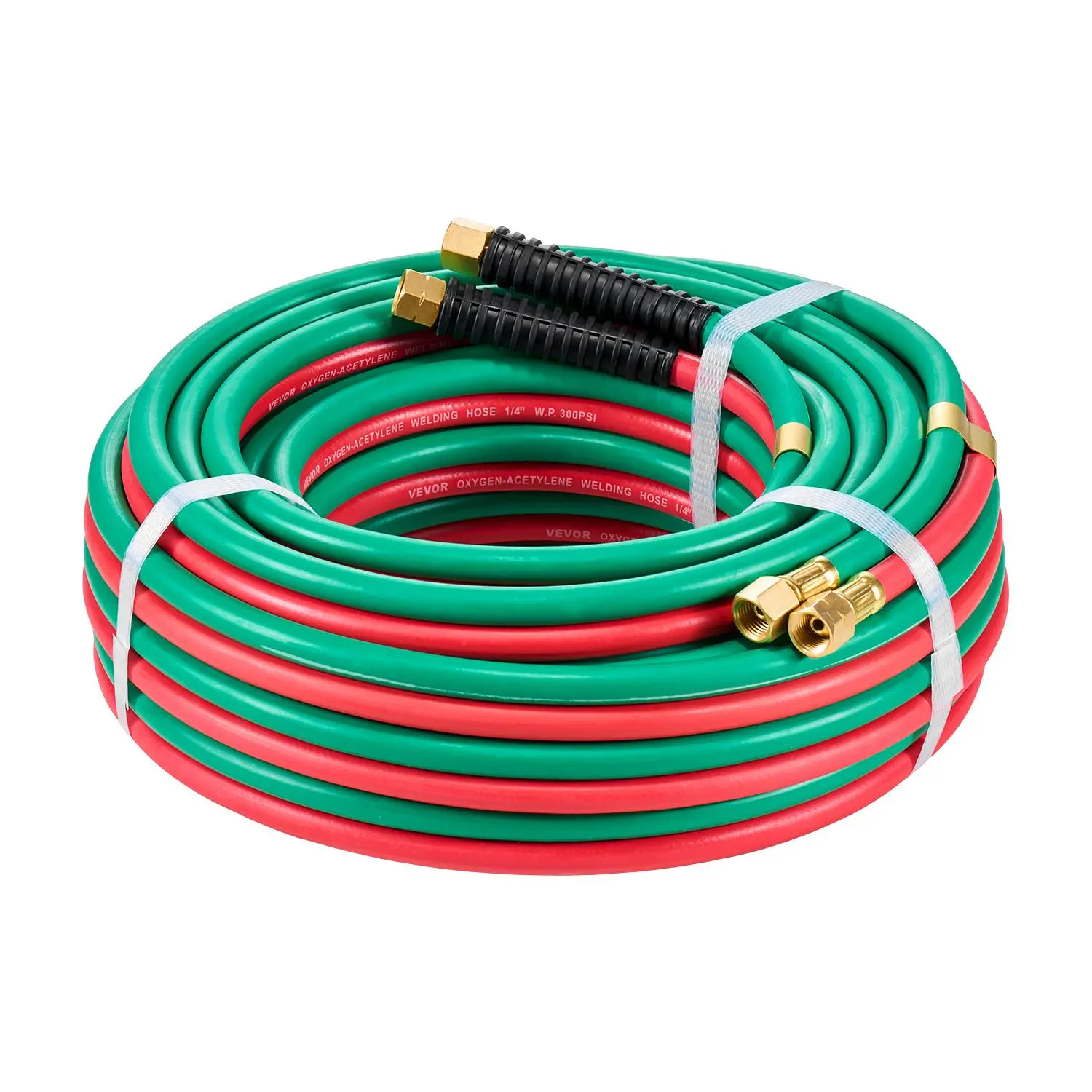 【Summerfinds】VEVOR Oxygen Acetylene Hose 1/4-Inch x 50FT Oxy Acetylene Hose with 9/16"-18 LH/RH B FittingsR Grade Welding Torch Twin Hose with 300PSI Maximum Working Pressure for Cutting Soldering Brazing