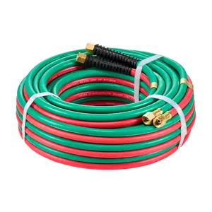 VEVOR Oxygen Acetylene Hose,  1/4-Inch x 50FT Oxy Acetylene Hose with 9/16"-18 LH/RH B Fittings, R Grade Welding Torch Twin Hose with 300PSI Maximum Working Pressure for Cutting Soldering Brazing