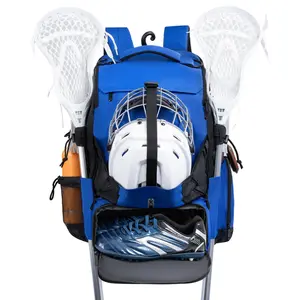 Himal Outdoors Lacrosse Bag with Helmet Storage- Premium Lacrosse Backpack with Two Stick Holder- Extra Large Separate Shoe Compartment-Zipper Pocket & Towel Ring and Padded Shoulder Straps