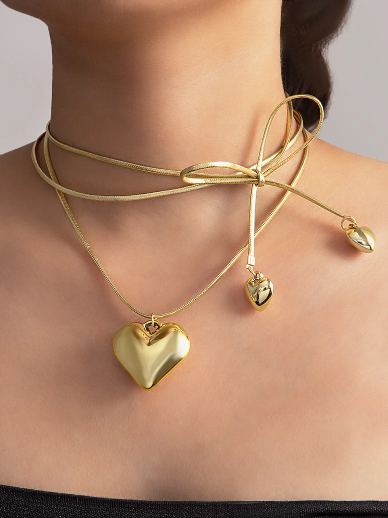 Elegant Ccb Heart Pendant Necklace, Long Leather Wrap Chain, Multi-Layer Sweater Chain for Women, Daily Wear Jewelry, Dainty Fashion Jewelry, Fashionable Accessories