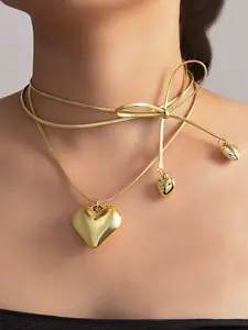 Elegant Ccb Heart Pendant Necklace, Long Leather Wrap Chain, Multi-Layer Sweater Chain for Women, Daily Wear Jewelry, Dainty Fashion Jewelry