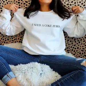 "I Need a Coke Zero" Minimalist Graphic Sweatshirt, Coke Zero Lover Minimal Crewneck Jumper, Sleeve Shirt for Diet Soda Fans, Funny Soft Pullover