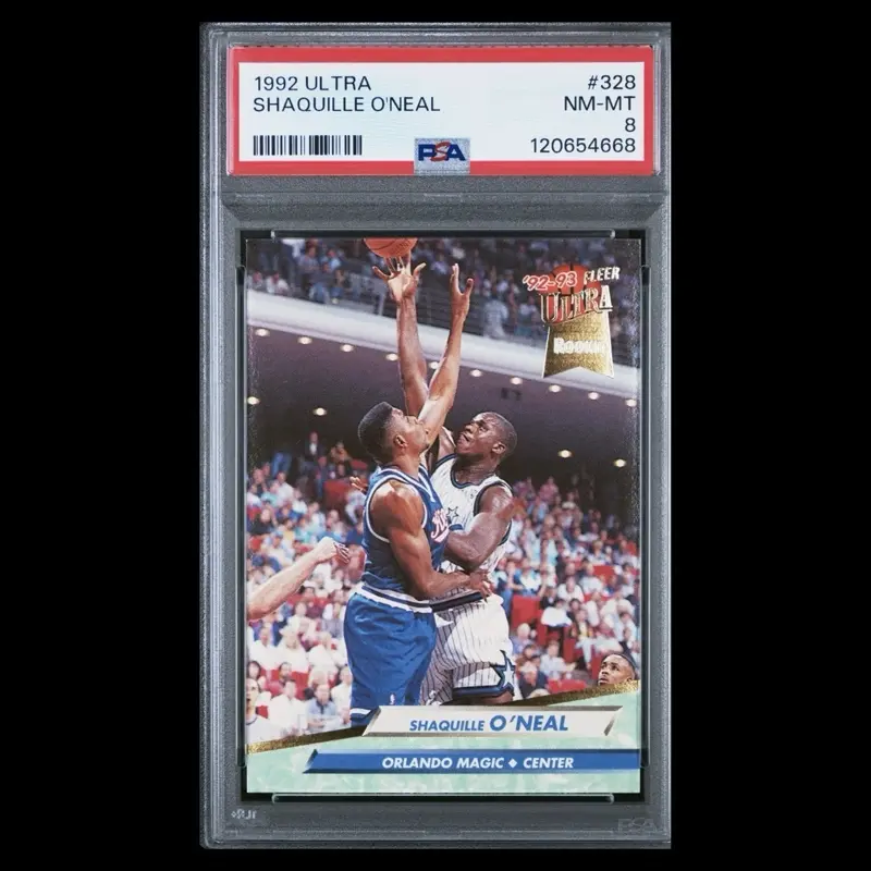 Fleer 1992 Ultra Shaquille O'Neal Rookie Card #328 NM-MT PSA 8 Orlando Magic Center Baseball Trading Card