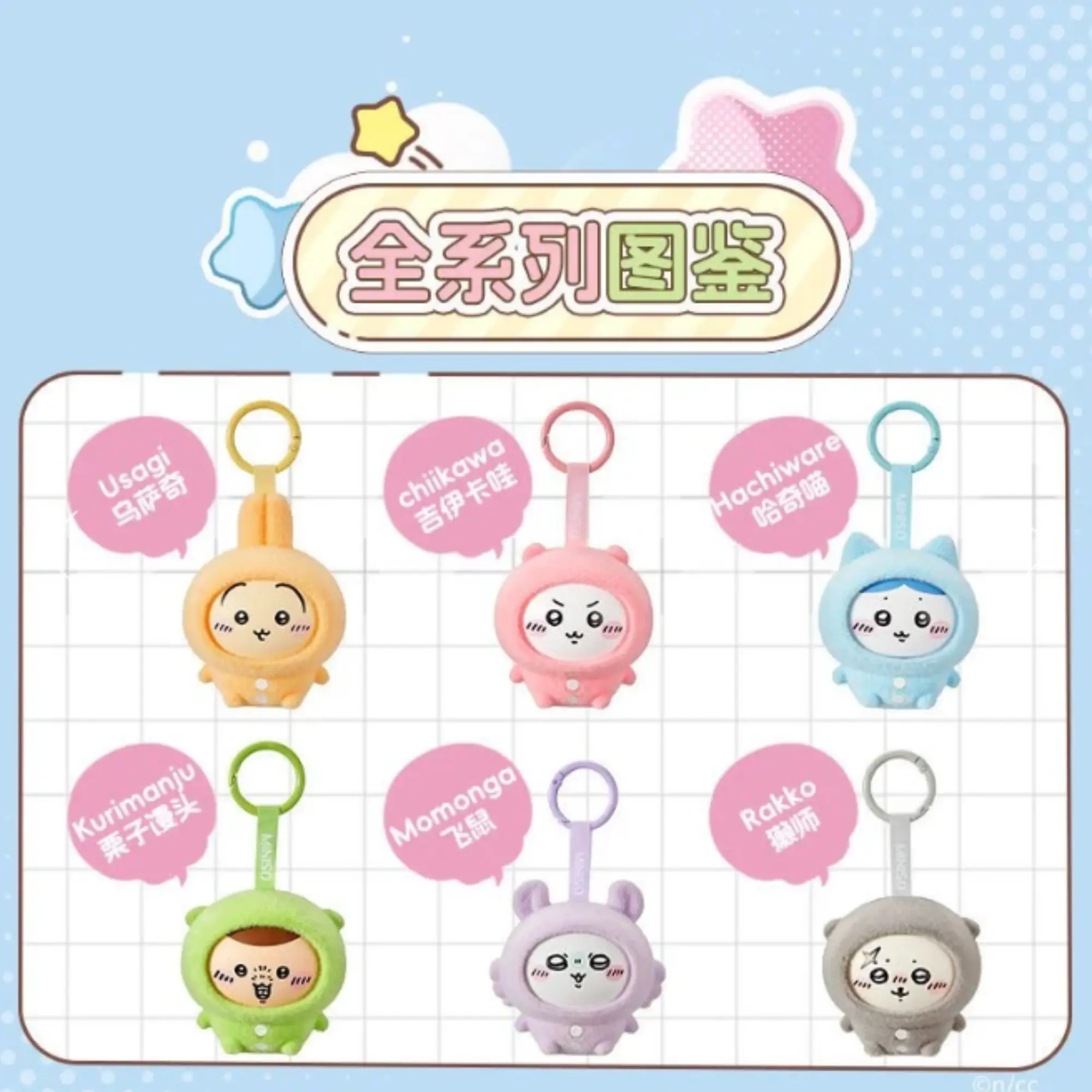 Miniso Chiikawa Pajamas Face Changing Keychain Vinyl Figure Blind