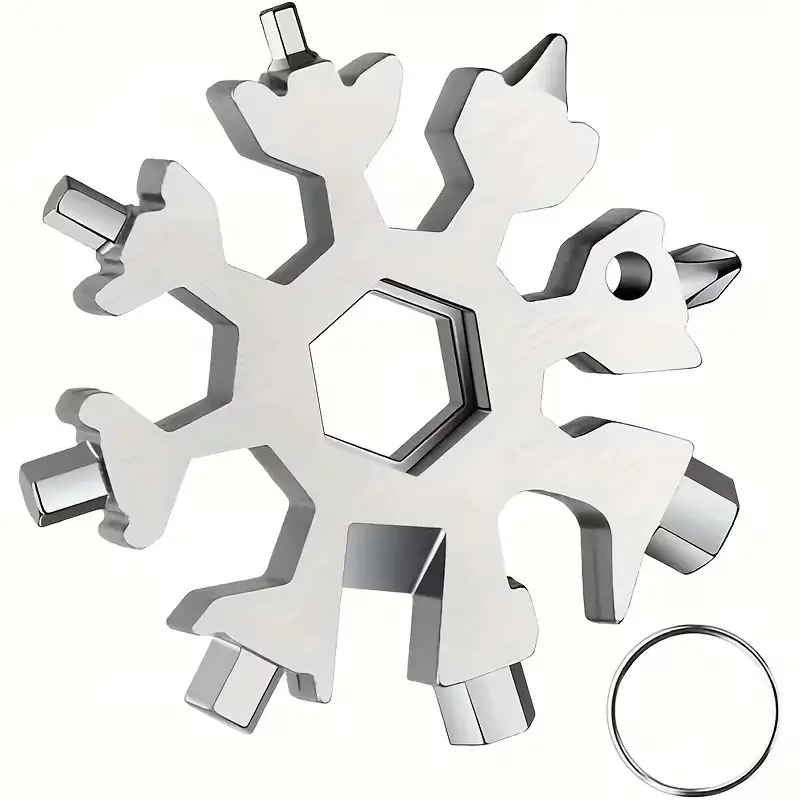 1-Piece Snowflake-Shaped Keychain Multitool, 18-in-1 Multipurpose Tool Multitools & Accessories - Pocket Multi-Hex Wrench for Adjusting Screws, Daily Disassembly and Assembly of Small Household Furniture