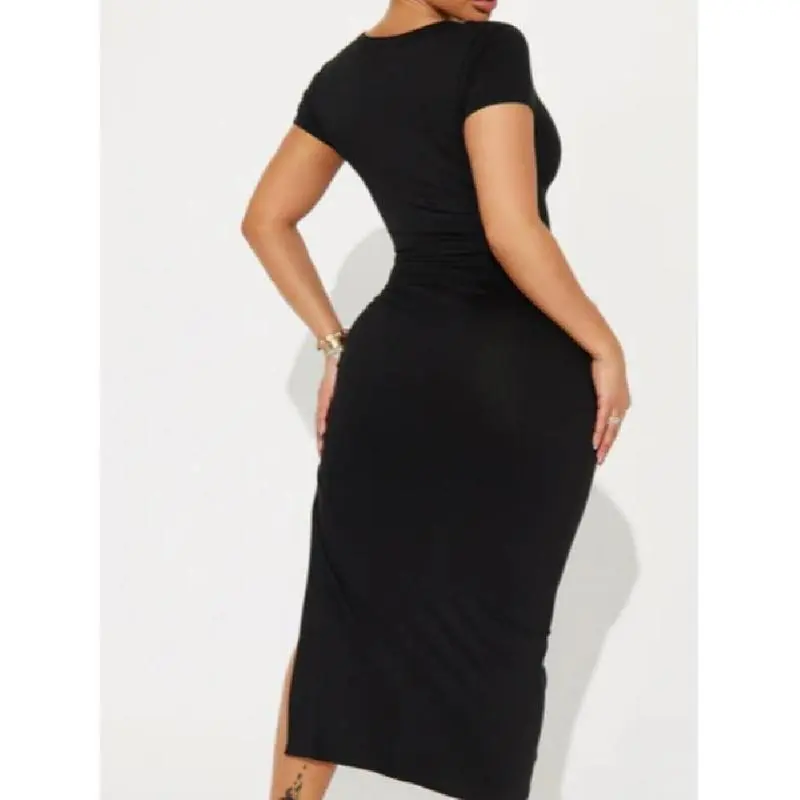 Women's Black Plain Cut Out Ripped Split Thigh Bodycon Dress - TikTok Shop Women's Black Plain Cut Out Ripped Split Thigh Bodycon Dress - TikTok Shop